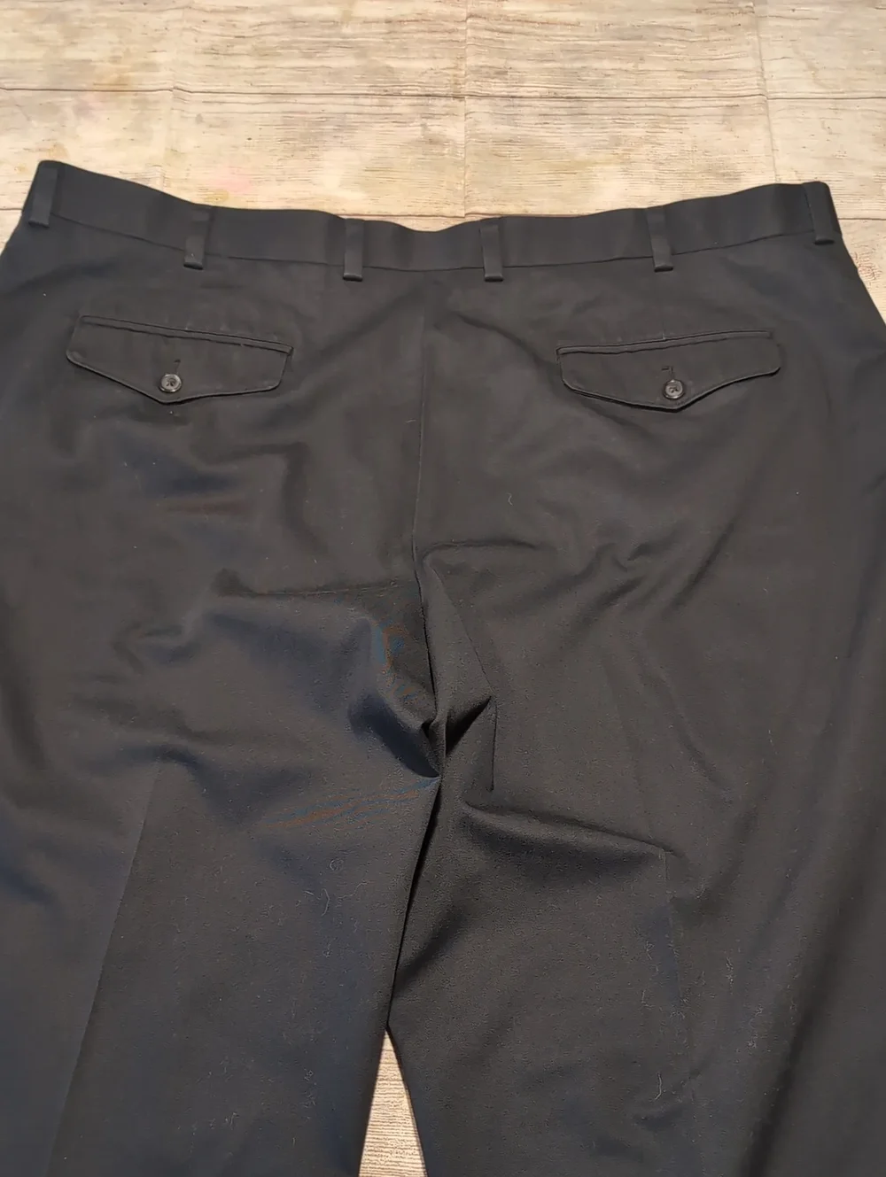 L. L. Bean Men's Black Wrinkle Free Plain Front Cotton Dress Chino Pants Size 44